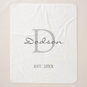 Modernes Drehbuch White Gray Monogram Sherpadecke