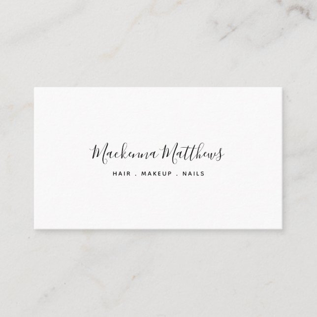 Modernes Drehbuch White Hair Stylist Salon Visitenkarte (Vorderseite)