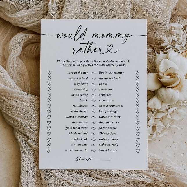 Modernes Drehbuch würde Mommy eher Baby Shower Gam Einladung (Von Creator hochgeladen)