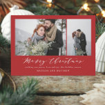 Modernes Drehbuch zu Red Christmas 2 Foto Feiertagskarte<br><div class="desc">A beautiful multifoto Christmas card,  perfekte for sending holiday wishes to family and friends. A Minimaldesign with stunning script text. Customise the color of the design to personalise your card. Part of a collection.</div>