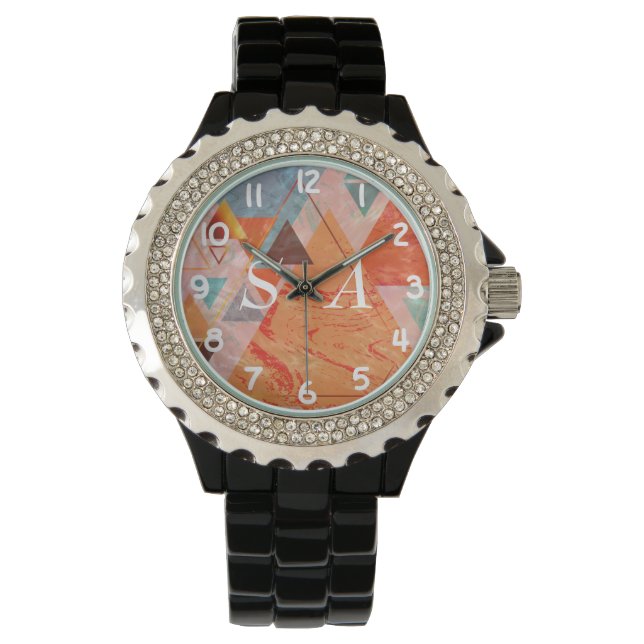 Modernes Dreieck-Design - künstlerische Geometrie Armbanduhr (Vorderseite)