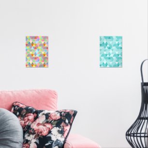Modernes Dreieck mit abstrakter Kunst Set von 2