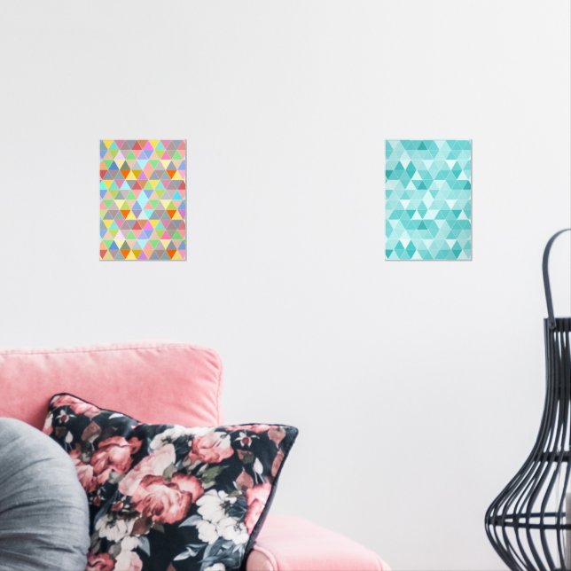 Modernes Dreieck mit abstrakter Kunst Set von 2 (Wohnzimmer)