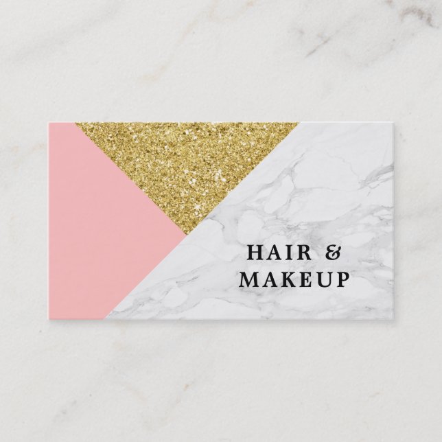 Modernes Dreieck mit Imitate Gold Glitzer Visitenkarte (Vorderseite)