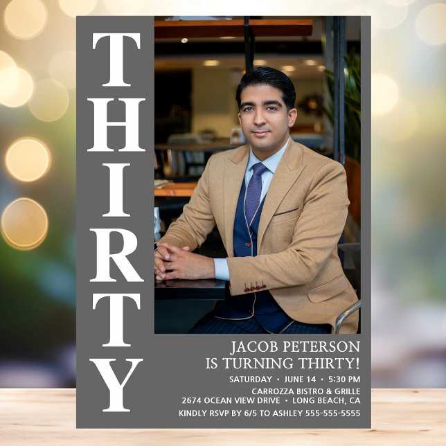 Modernes DRITTEN Foto 30. Geburtstag Party Einladung (Von Creator hochgeladen)