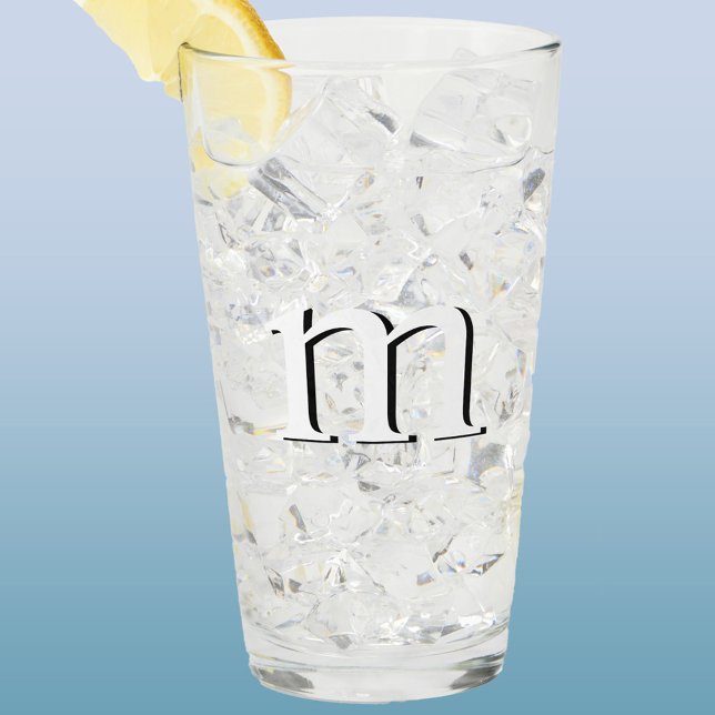 Modernes Drop-Shadow Monogramm, erster Fall Glas (Simple lower case drop shadow personalized monogram initial glass tumbler)