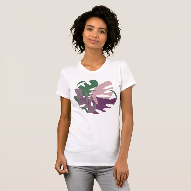 Modernes Dschungel Tropisches Monstera Blätter T-Shirt (Vorne ganz)