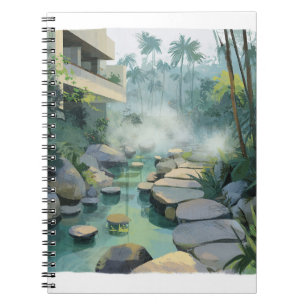 Modernes Dschungel Wellness-Center Stepping Stones Notizblock