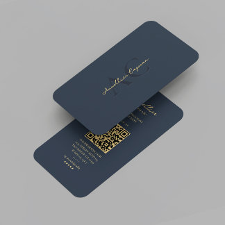Modernes Dunkelblau-Monogramm Beruflich Visitenkarte