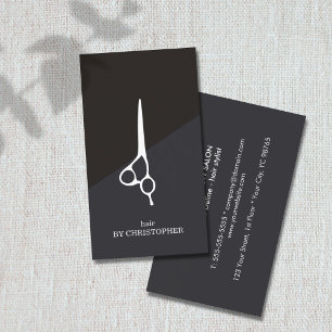 Modernes dunkelblaues Schwarz-weißes Scissor Visitenkarte