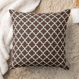 Modernes dunkelbraunes marokkanisches Quatrefolien Kissen