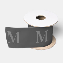 Modernes dunkelgrau-Minimalistisches Monogramm 3in Satinband