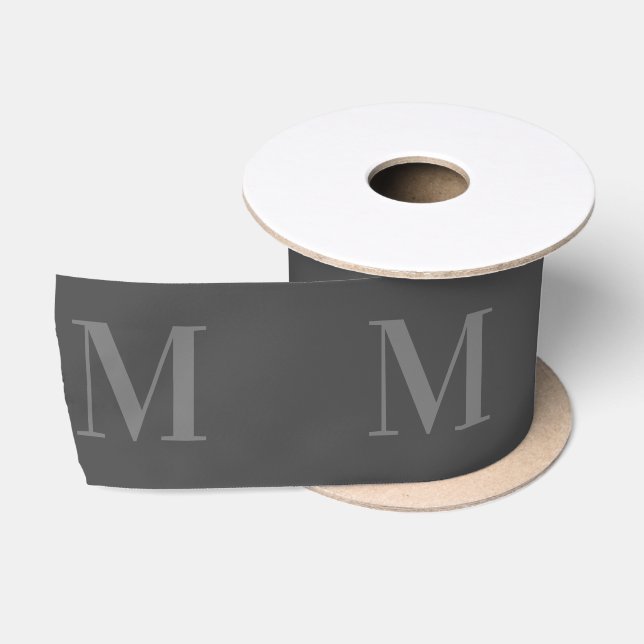 Modernes dunkelgrau-Minimalistisches Monogramm 3in Satinband (Spule)