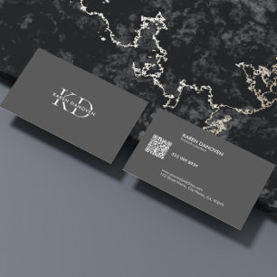 Modernes Dunkelgrau-Monogramm Beruflich Visitenkarte