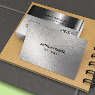 Modernes Dunkelgrau und schwarzes Metallisch Visitenkarte