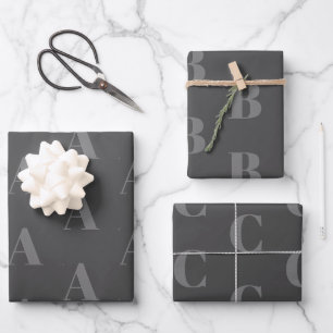 Modernes, dunkelgraues, individuelles Muster Geschenkpapier Set