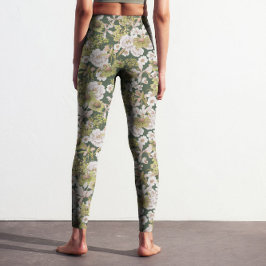 Modernes dunkelgrünes Olive FLordesign Leggings
