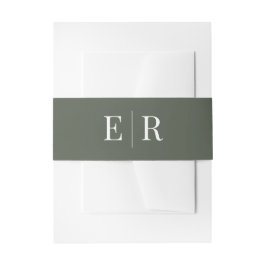 Modernes Dunkelolive Monogramm Einladungsbanderole