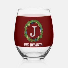 Modernes dunkelrotes Monogramm Weinglas Ohne Stiel