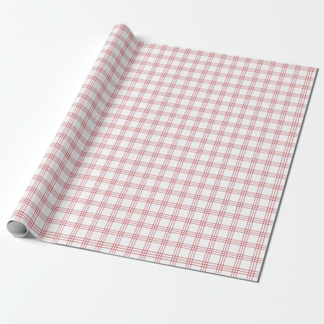 Modernes dunkelrotes und weißes Kariertes Schleifp Geschenkpapier (Ungerollt)