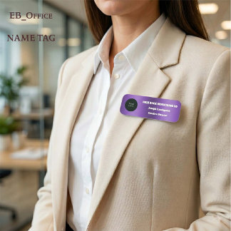 Modernes Dunkelviolett Metallisches Firmenmitarbei Namensschild