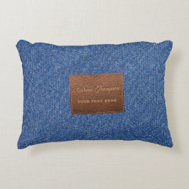 Modernes dunkles blaues Denim Jeans Texturleder Pa Dekokissen