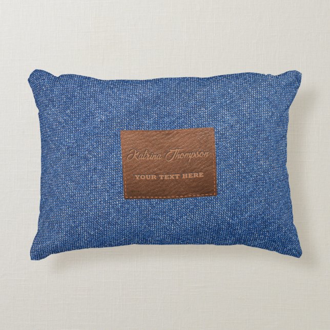 Modernes dunkles blaues Denim Jeans Texturleder Pa Dekokissen (Vorderseite)
