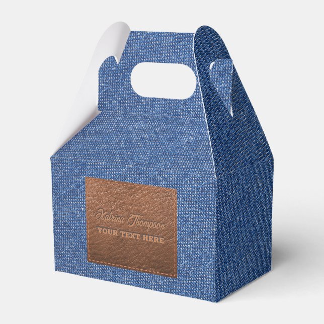 Modernes dunkles blaues Denim Jeans Texturleder Pa Geschenkschachtel (Vorderseite)