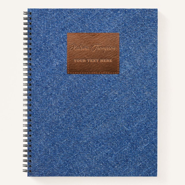 Modernes dunkles blaues Denim Jeans Texturleder Pa Notizbuch (Vorderseite)