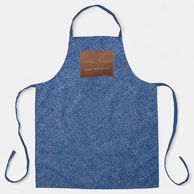 Modernes dunkles blaues Denim Jeans Texturleder Pa Schürze (Vorderseite)