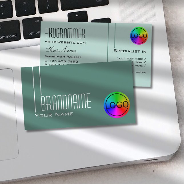 Modernes Dunkles Licht Aquamarin mit Beruflichem L Visitenkarte (Von Creator hochgeladen)