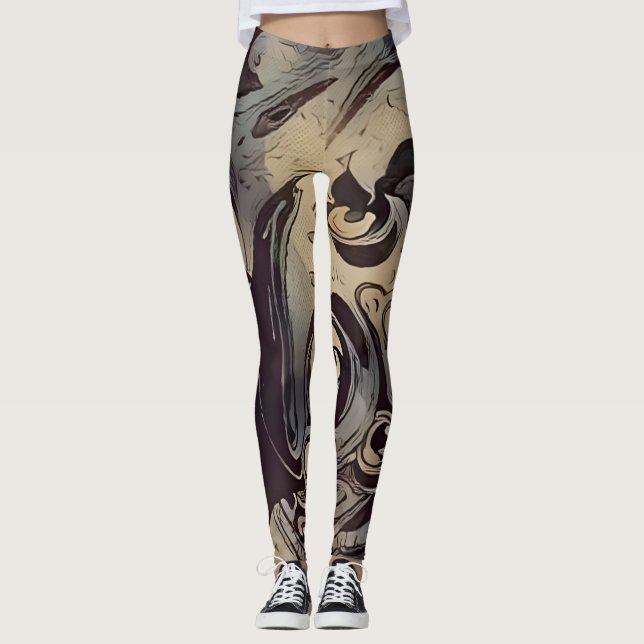 Modernes dunkles Muster Leggings (Vorderseite)