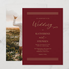Modernes Dunkles Rot | Minimalistische Hochzeit au Einladung