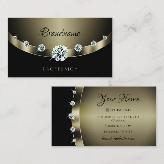 Modernes dunkles Silberschwarz mit leuchtenden Rhi Visitenkarte (Vorne/Hinten)