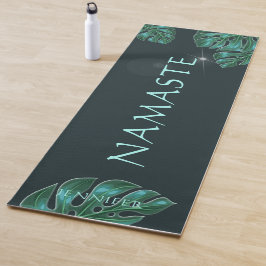 Modernes dunkles Smaragdtropisches Foliage Yogamatte