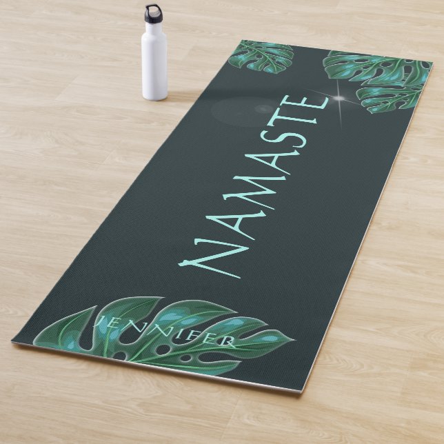Modernes dunkles Smaragdtropisches Foliage Yogamatte (Beispiel)