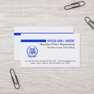 Modernes dünnes Blue Line überwachen Weiß mit Logo Visitenkarte