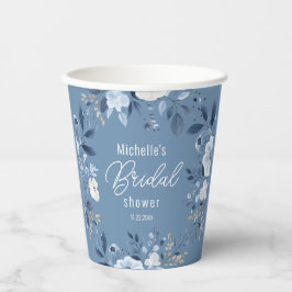 Modernes Dusty Blue Floral Boho Brautparty Pappbecher
