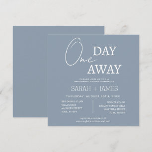 Modernes Dusty Blue One Day Away Probe Dinner Einladung