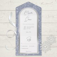 Modernes Dusty Blue & Snow Silver Foil Kein Abende