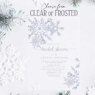 Modernes Dusty Blue Snowflake Winter Brautparty Acryleinladungen
