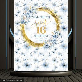 Modernes Dusty Blue Sweet 16 Gold Glitzer Tapestry Wandteppich