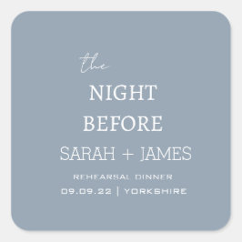 Modernes Dusty Blue The Night Before Wedding Quadratischer Aufkleber