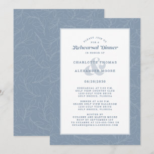 Modernes Dusty Blue White Wedding Probe Dinner Einladung