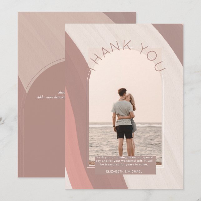 Modernes Dusty Rose Sand Striped FOTO DANKE (Vorne/Hinten)