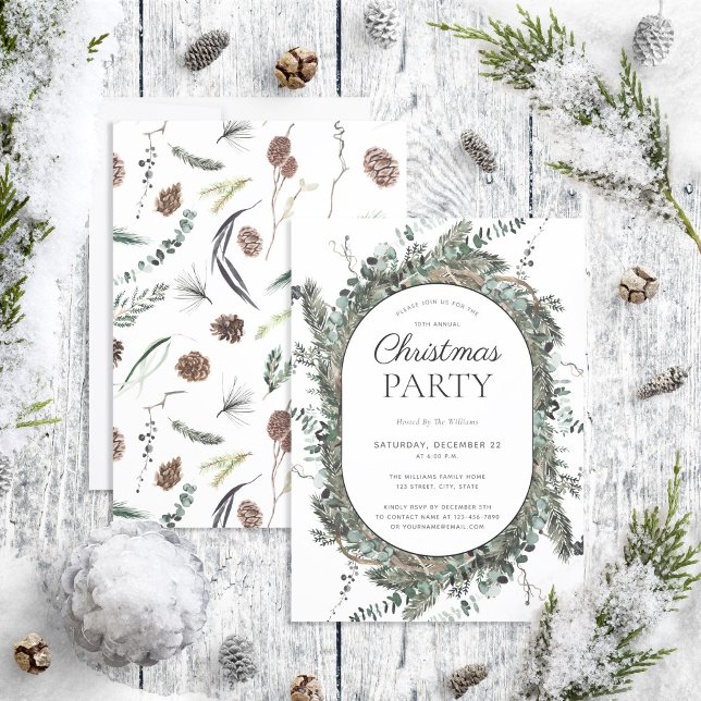 Modernes Dusty Winter Watercolor Weihnachts-Party Einladung (Von Creator hochgeladen)