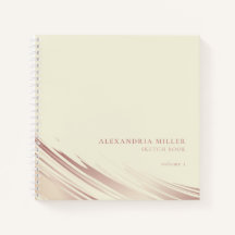Modernes Ecru & Pink Personalisiertes Sketchbuch