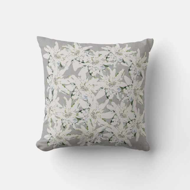 Modernes Edelweiss Schweizer Alpen Blume Foto Kuns Kissen (Vorderseite)