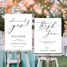 Modernes Edgy She Said Yes Bridal Begrüßungszeiche