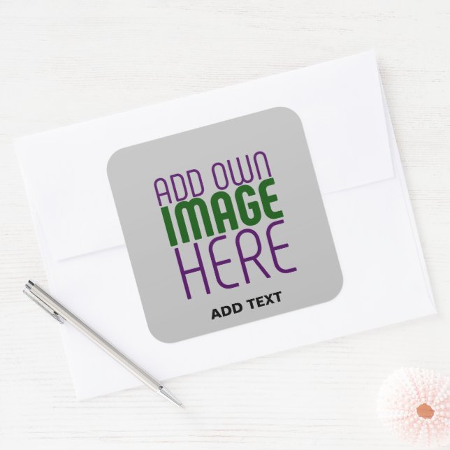 MODERNES EDITABLE ASH IMAGE TEXT TEMPLATE ENVELOPE QUADRATISCHER AUFKLEBER (Umschlag)